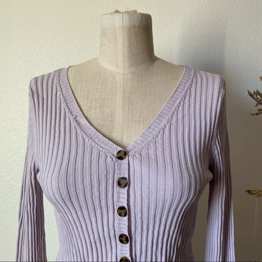 UO Ribbed Ruffle Cardigan - Picture 6 of 8